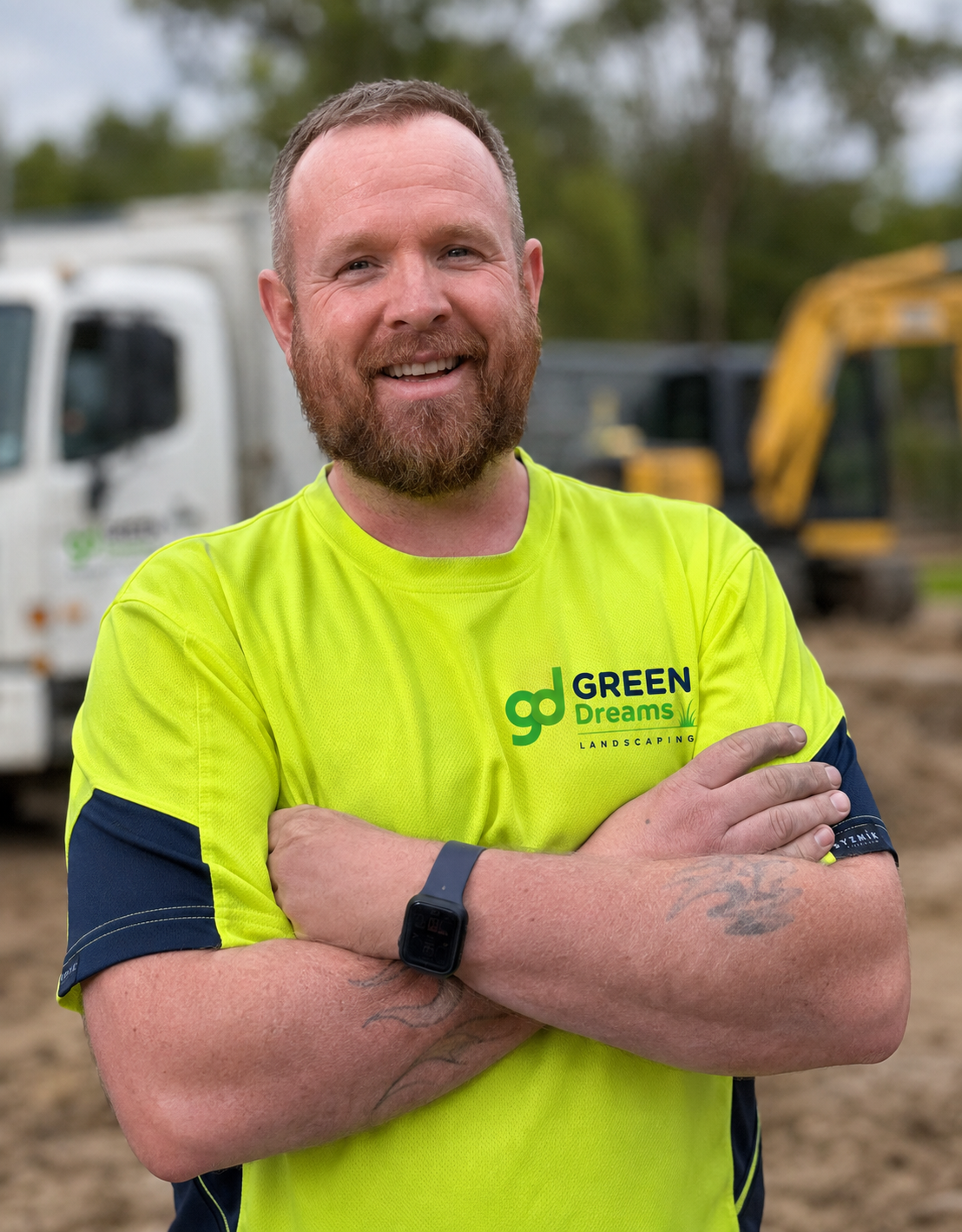 Brett, owner of Green Dreams Landscaping, on site in Christchurch